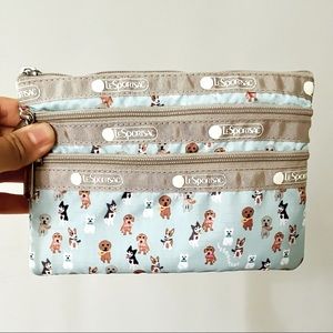 LeSportsac 3 Zip Cosmetic Bag - Party Pups Print